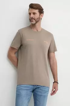 Хлопковая футболка Calvin Klein Jeans, бежевый