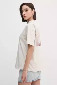 Хлопковая футболка Calvin Klein Jeans, бежевый