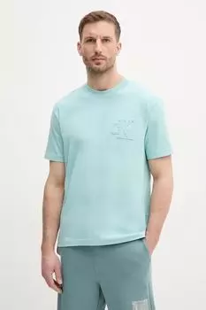 Хлопковая футболка Calvin Klein Jeans, бирюзовый