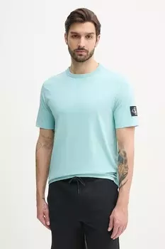 Хлопковая футболка Calvin Klein Jeans, бирюзовый