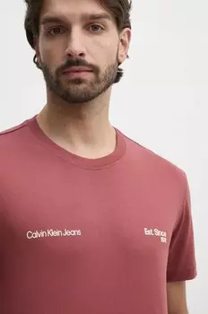 Хлопковая футболка Calvin Klein Jeans, бордовый