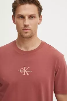 Хлопковая футболка Calvin Klein Jeans, бордовый