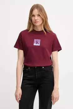 Хлопковая футболка Calvin Klein Jeans, бордовый