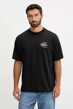 Хлопковая футболка Calvin Klein Jeans, черный
