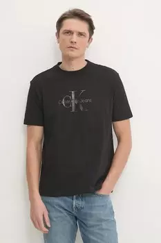 Хлопковая футболка Calvin Klein Jeans, черный