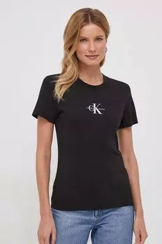 Хлопковая футболка Calvin Klein Jeans, черный