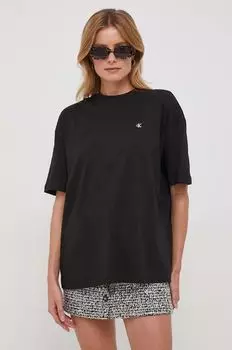 Хлопковая футболка Calvin Klein Jeans, черный