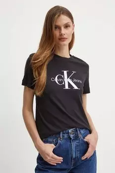Хлопковая футболка Calvin Klein Jeans, черный