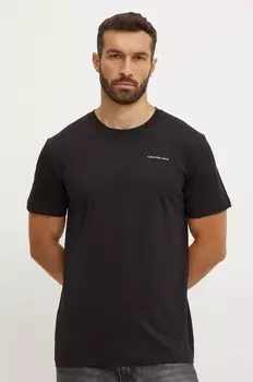 Хлопковая футболка Calvin Klein Jeans, черный