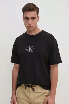 Хлопковая футболка Calvin Klein Jeans, черный