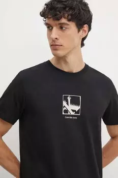 Хлопковая футболка Calvin Klein Jeans, черный