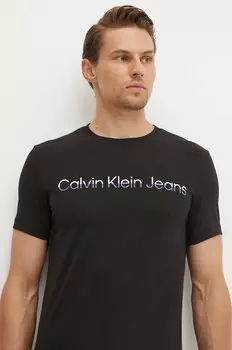 Хлопковая футболка Calvin Klein Jeans, черный