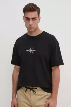 Хлопковая футболка Calvin Klein Jeans, черный
