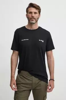 Хлопковая футболка Calvin Klein Jeans, черный