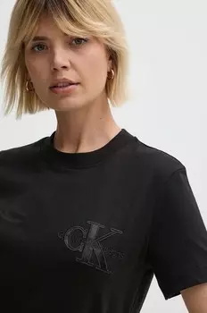 Хлопковая футболка Calvin Klein Jeans, черный