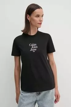 Хлопковая футболка Calvin Klein Jeans, черный