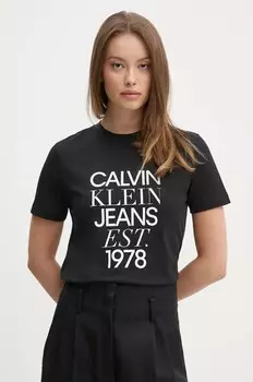 Хлопковая футболка Calvin Klein Jeans, черный