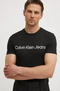 Хлопковая футболка Calvin Klein Jeans, черный