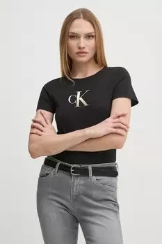 Хлопковая футболка Calvin Klein Jeans, черный