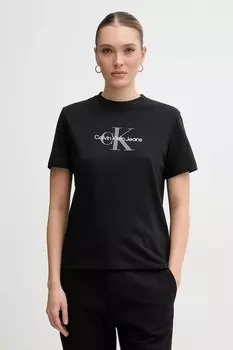 Хлопковая футболка Calvin Klein Jeans, черный