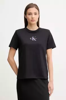 Хлопковая футболка Calvin Klein Jeans, черный