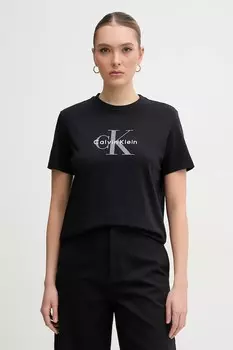 Хлопковая футболка Calvin Klein Jeans, черный