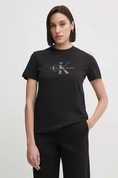 Хлопковая футболка Calvin Klein Jeans, черный
