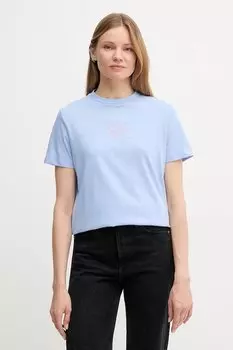 Хлопковая футболка Calvin Klein Jeans, фиолетовый