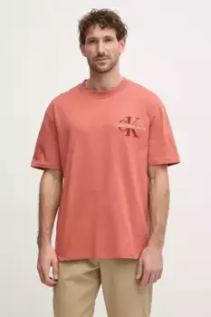 Хлопковая футболка Calvin Klein Jeans, оранжевый