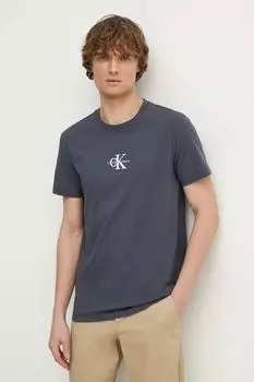 Хлопковая футболка Calvin Klein Jeans, серый