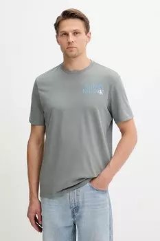 Хлопковая футболка Calvin Klein Jeans, серый