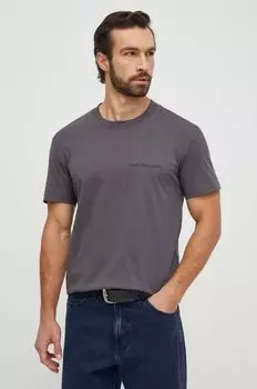 Хлопковая футболка Calvin Klein Jeans, серый