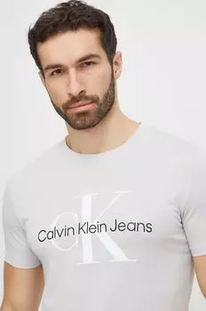 Хлопковая футболка Calvin Klein Jeans, серый