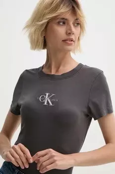 Хлопковая футболка Calvin Klein Jeans, серый