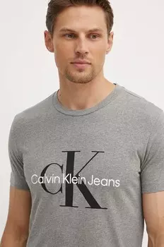 Хлопковая футболка Calvin Klein Jeans, серый