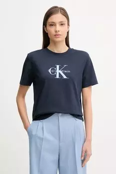 Хлопковая футболка Calvin Klein Jeans, темно-синий