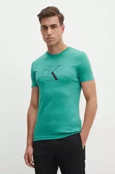 Хлопковая футболка Calvin Klein Jeans, зеленый