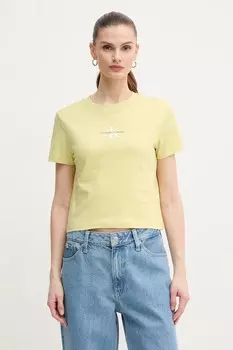 Хлопковая футболка Calvin Klein Jeans, желтый