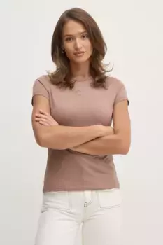 Хлопковая футболка Calvin Klein, коричневый