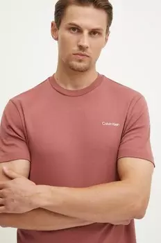 Хлопковая футболка Calvin Klein, розовый
