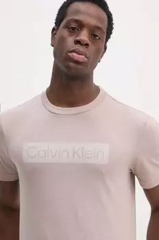 Хлопковая футболка Calvin Klein, розовый