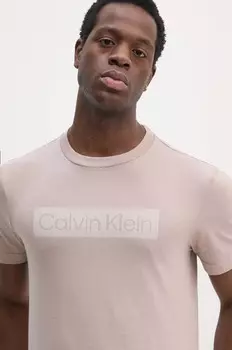 Хлопковая футболка Calvin Klein, розовый