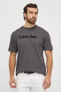 Хлопковая футболка Calvin Klein, серый