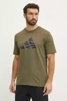 Хлопковая футболка Camo Adidas, зеленый
