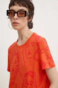 Хлопковая футболка CARAS Desigual, оранжевый