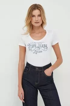 Хлопковая футболка Cassidy Pepe Jeans, белый