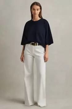 Хлопковая футболка Cassie оверсайз с круглым вырезом Reiss, синий