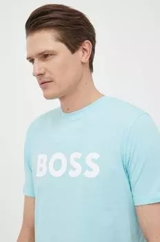 Хлопковая футболка CASUAL Boss Orange, синий