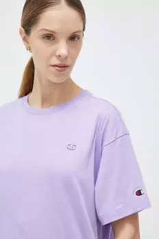 Хлопковая футболка Champion, фиолетовый