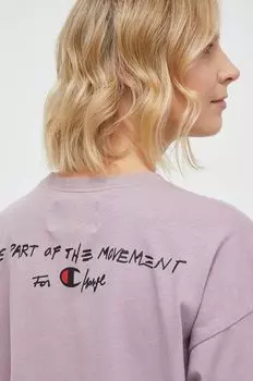 Хлопковая футболка Champion, фиолетовый